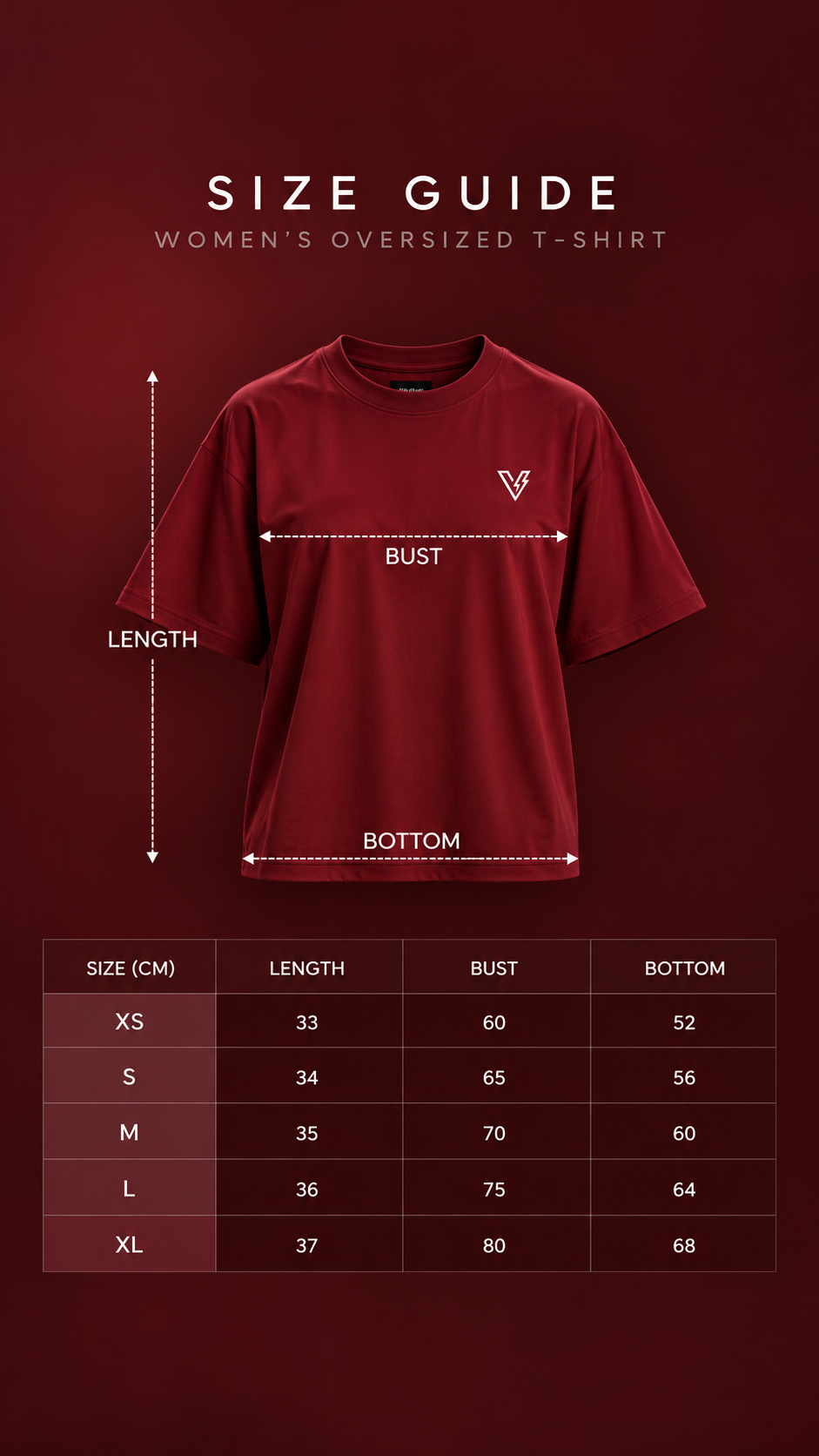 VOLT Women’s Oversized T-Shirt – Burgundy