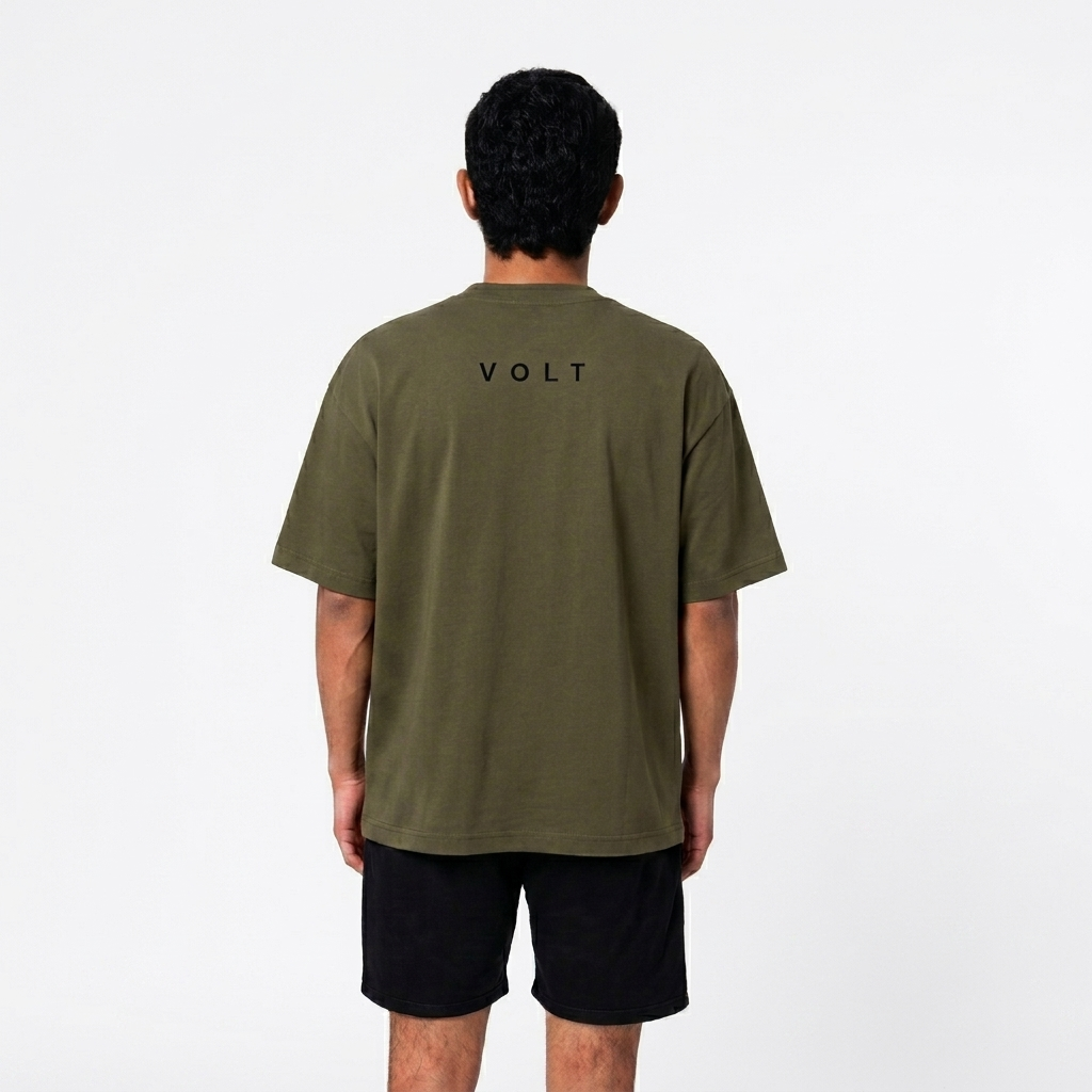 Volt Olive-Green Unisex Oversized Tee