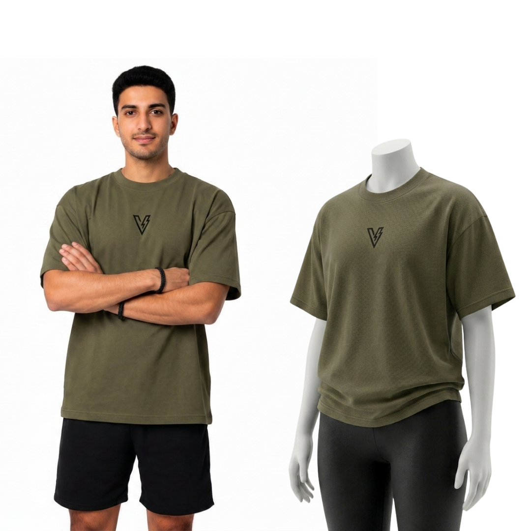Volt Olive-Green Unisex Oversized Tee