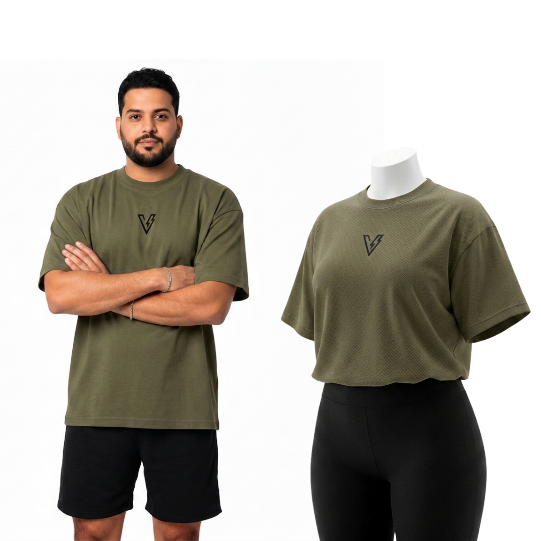 Volt Olive-Green Unisex Oversized Tee