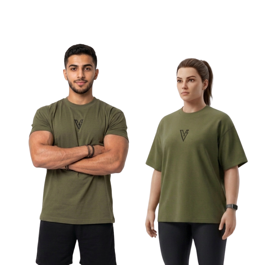 Volt Olive-Green Unisex Oversized Tee