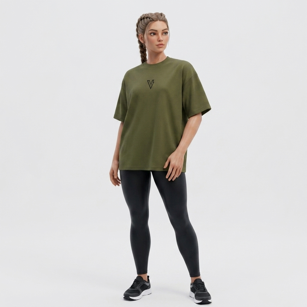 Volt Olive-Green Unisex Oversized Tee