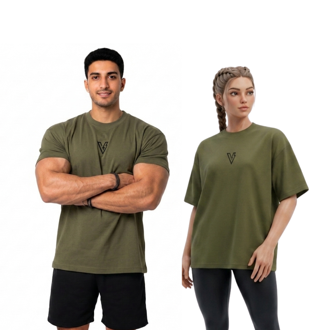 Volt Olive-Green Unisex Oversized Tee