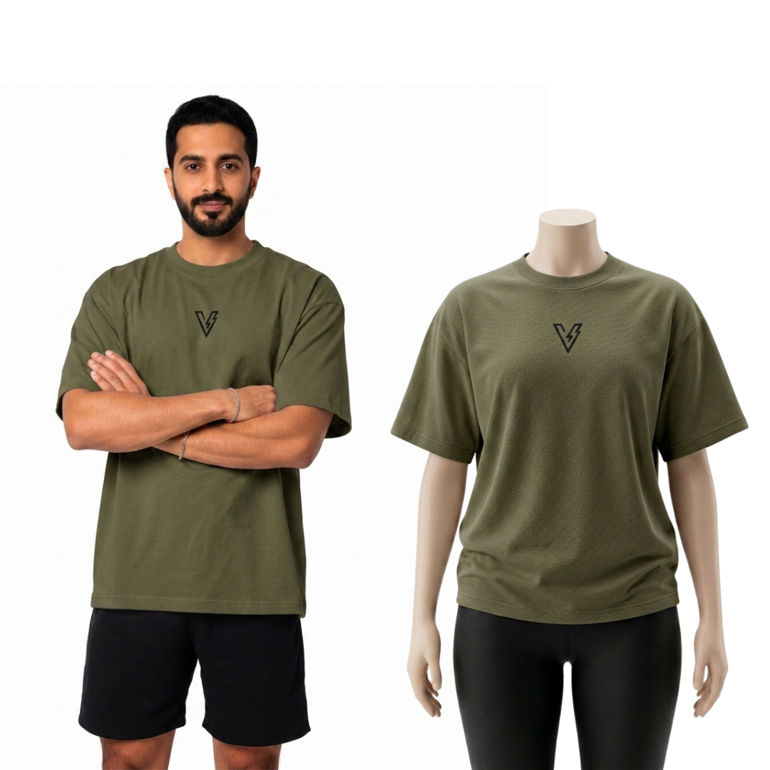 Volt Olive-Green Unisex Oversized Tee