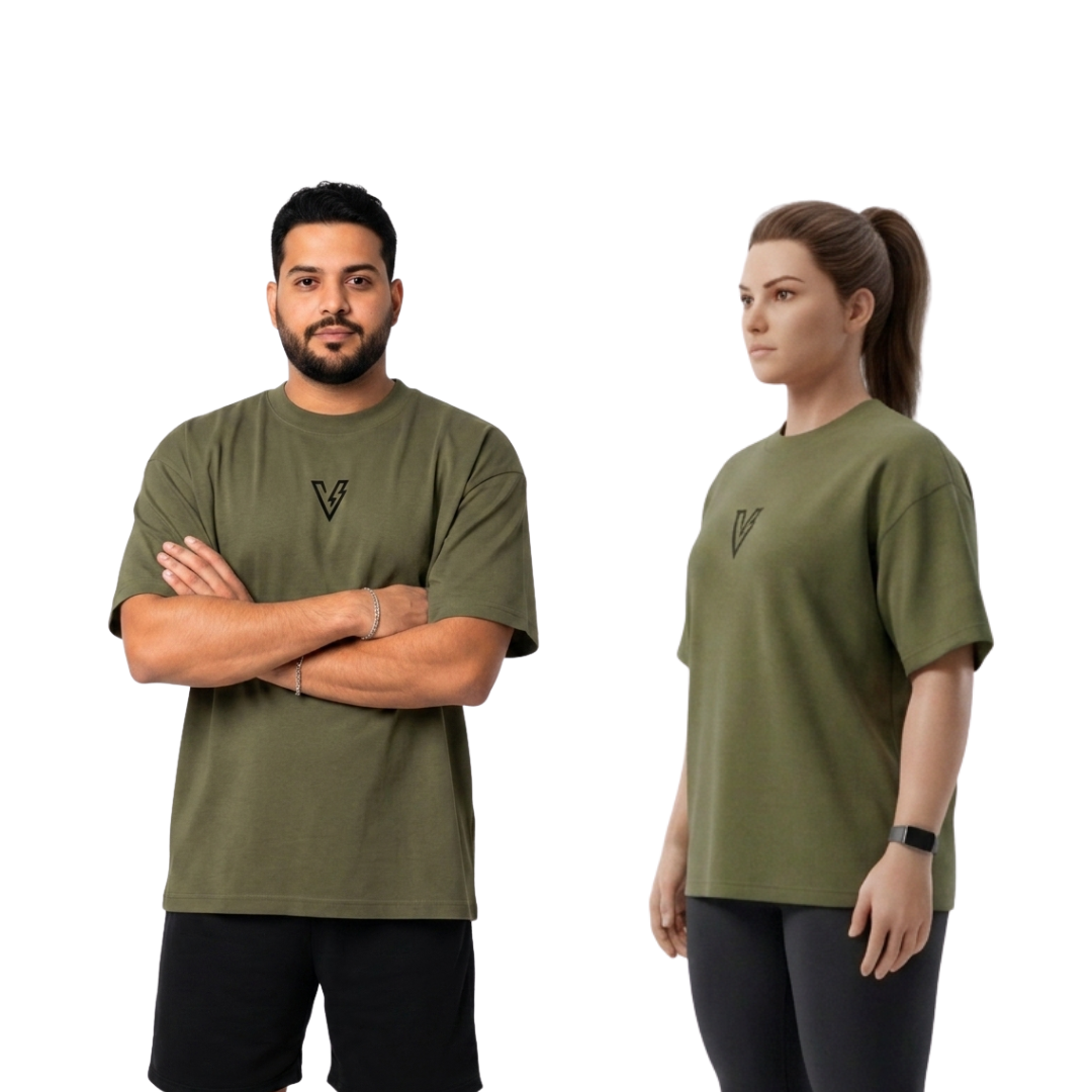 Volt Olive-Green Unisex Oversized Tee